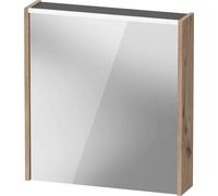 Duravit armario con espejo D-Code, toma de corriente tipo E (FR, BE), 1 puerta con tope a la derecha, panel de luz LED en la parte superior, 651x700mm, 5 W, DC7105R55551000, Color: Roble jaspeado mate