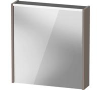 Duravit armario con espejo D-Code, toma de corriente tipo E (FR, BE), 1 puerta con tope a la izquierda, panel de luz LED en la parte superior, 651x700mm, 5 W, DC7105L43431000, Color: Basalto mate