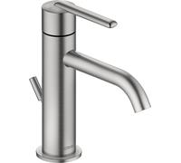 Duravit Balcoon Mezclador monomando de lavabo S FreshStart y Minusflow, con juego de desagüe, BA1013001070, Color: acero inoxidable pulido