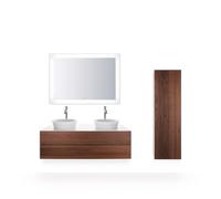 Duravit Blanco Tulipán armario de media altura, anchura 400 x profundidad 360mm, 1 tope de puerta de apertura a la derecha, WT1332R7736, Color: Cuerpo: Seda blanca mate, Frente: Nogal americano macizo