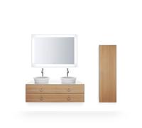 Duravit Blanco Tulipán gabinete de media altura, anchura 400 x profundidad 360mm, 1 parada de la puerta derecha con la manija, WT1333RH585, Color: Cuerpo: blanco alto brillo, frontal: roble natural ma
