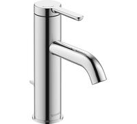 Duravit C.1 mezclador monomando de lavabo M, FreshStart, Minusflow, proyección 113mm, con juego de desagüe, C11023001010, Color: Cromo alto brillo
