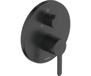 Duravit C.1 mezclador monomando para ducha empotrada, roseta redonda, 2 consumidores, desviador de ducha manual/de cabeza, C14210012046, Color: Negro Mate