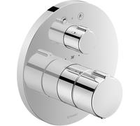 Termostato de baño oculto Duravit C.1, rosetón redondo, con válvula de cierre y desvío, C15200014010, Color: cromado