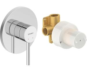 Duravit Circle - Grifo de ducha para 1 consumidor, incluye kit de montaje con cuerpo base empotrado, mezclador monomando de ducha con sistema de mezcla de cerámica, cromo