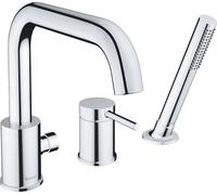 Duravit Circle Grifo monomando de 3 orificios para bañera, con sistema de mezcla cerámico, grifo para bañera, cromado