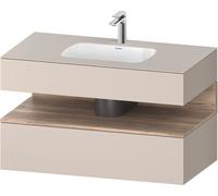 Duravit Collection One lavabo empotrado con base de lavabo consola, 1000x550x600mm, hueco de roble jaspeado, QA4786055910010, Color: Gris topo mate/con iluminaciÃ³n de nicho