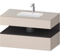 Duravit Collection One lavabo empotrado con base de lavabo consola, 1000x550x600mm, nicho grafito supermate, QA4786080910010, Color: Gris topo mate/con iluminaciÃ³n de nicho