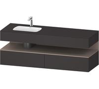 Duravit Collection One lavabo empotrado con base de lavabo consola, 1600x550x600mm, nicho basalto mate, lavabo izquierda, QA4795043800000, Color: supermercado de grafito
