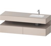 Duravit Collection One lavabo empotrado con base de lavabo consola, 1600x550x600mm, nicho basalto mate, lavabo derecha, QA4796043910010, Color: Gris topo mate/con iluminaciÃ³n de nicho