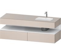 Duravit Collection One lavabo empotrado con base de lavabo consola, 1600x550x600mm, nicho blanco mate, pila derecha, QA4796018910010, Color: Gris topo mate/con iluminaciÃ³n de nicho