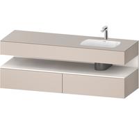 Duravit Collection One lavabo empotrado con base de lavabo consola, 1600x550x600mm, nicho blanco super mate, lavabo derecha, QA4796084910010, Color: Gris topo mate/con iluminaciÃ³n de nicho