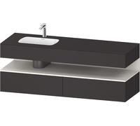 Duravit Collection One lavabo empotrado con base de lavabo consola, 1600x550x600mm, nicho blanco super mate, lavabo izquierda, QA4795084800000, Color: supermercado de grafito