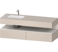 Duravit Collection One lavabo empotrado con base de lavabo consola, 1600x550x600mm, nicho blanco super mate, lavabo izquierda, QA4795084830010, Color: Taupe supermatt/con iluminaciÃ³n de nicho