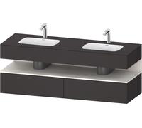 Duravit Collection One lavabo empotrado con base de lavabo consola, 1600x550x600mm, nicho blanco super mate, lavabo doble, QA4797084800000, Color: supermercado de grafito