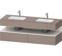 Duravit Collection One lavabo empotrado con base de lavabo consola, 1600x550x600mm, nicho blanco super mate, lavabo doble, QA4797084430000, Color: Basalto mate