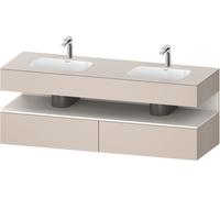 Duravit Collection One lavabo empotrado con base de lavabo consola, 1600x550x600mm, nicho blanco super mate, lavabo doble, QA4797084910010, Color: Gris topo mate/con iluminaciÃ³n de nicho