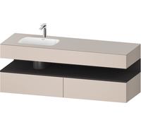 Duravit Collection One lavabo empotrado con base de lavabo consola, 1600x550x600mm, nicho en grafito supermate, lavabo izquierda, QA4795080910010, Color: Gris topo mate/con iluminaciÃ³n de nicho