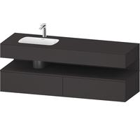Duravit Collection One lavabo empotrado con base de lavabo consola, 1600x550x600mm, nicho en grafito supermate, lavabo izquierda, QA4795080800000, Color: supermercado de grafito