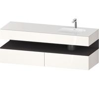 Duravit Collection One lavabo empotrado con base de lavabo consola, 1600x550x600mm, nicho en grafito supermate, lavabo derecha, QA4796080220000, Color: Blanco brillo intenso