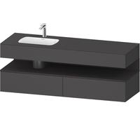 Duravit Collection One lavabo empotrado con base de lavabo consola, 1600x550x600mm, nicho en grafito supermate, lavabo izquierda, QA4795080490010, Color: Grafito mate/con iluminaciÃ³n de nicho
