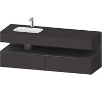 Duravit Collection One lavabo empotrado con base de lavabo consola, 1600x550x600mm, nicho grafito mate, lavabo izquierda, QA4795049800000, Color: supermercado de grafito