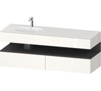 Duravit Collection One lavabo empotrado con base de lavabo consola, 1600x550x600mm, nicho grafito mate, lavabo izquierda, QA4795049220010, Color: Blanco brillo intenso/con iluminaciÃ³n de nicho