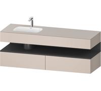 Duravit Collection One lavabo empotrado con base de lavabo consola, 1600x550x600mm, nicho grafito mate, lavabo izquierda, QA4795049910010, Color: Gris topo mate/con iluminaciÃ³n de nicho
