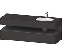 Duravit Collection One lavabo empotrado con base de lavabo consola, 1600x550x600mm, nicho grafito mate, lavabo derecha, QA4796049800000, Color: supermercado de grafito