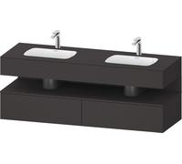Duravit Collection One lavabo empotrado con base de lavabo consola, 1600x550x600mm, nicho grafito supermate, lavabo doble, QA4797080800000, Color: supermercado de grafito