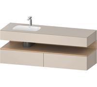 Duravit Collection One lavabo empotrado con base de lavabo consola, 1600x550x600mm, nicho roble natural, lavabo izquierda, QA4795030830010, Color: Taupe supermatt/con iluminaciÃ³n de nicho