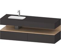 Duravit Collection One lavabo empotrado con base de lavabo consola, 1600x550x600mm, nicho roble natural, lavabo izquierda, QA4795030800000, Color: supermercado de grafito
