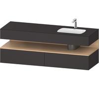 Duravit Collection One lavabo empotrado con base de lavabo consola, 1600x550x600mm, nicho roble natural, lavabo derecha, QA4796030800000, Color: supermercado de grafito