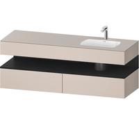 Duravit Collection One lavabo empotrado con base de lavabo consola, 1600x550x600mm, nicho roble negro, lavabo derecha, QA4796016910010, Color: Gris topo mate/con iluminaciÃ³n de nicho