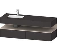 Duravit Collection One lavabo empotrado con base de lavabo consola, 1600x550x600mm, nicho taupe mate, lavabo izquierda, QA4795091800000, Color: supermercado de grafito