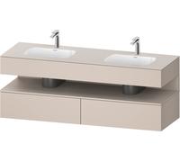 Duravit Collection One lavabo empotrado con base de lavabo consola, 1600x550x600mm, nicho taupe mate, lavabo doble, QA4797091910010, Color: Gris topo mate/con iluminaciÃ³n de nicho