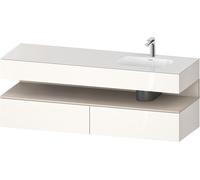 Duravit Collection One lavabo empotrado con base de lavabo consola, 1600x550x600mm, nicho taupe supermatt, lavabo derecha, QA4796083220010, Color: Blanco brillo intenso/con iluminaciÃ³n de nicho