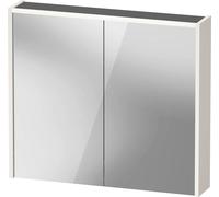 Duravit D-Code armario con espejo, toma de corriente tipo E (FR, BE), 2 puertas, panel de luz LED superior, 800x700mm, 6 W, DC7106022221000, Color: Blanco alto brillo