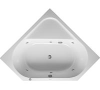 Duravit D-Code bañera de hidromasaje, 1400x1400mm, 2 inclinaciones traseras, Jet Project, pentágono, desagüe central, blanco brillante, 760137000JP1000