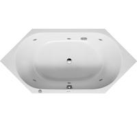 Duravit D-Code bañera de hidromasaje, 1900x900mm, 2 inclinaciones traseras, Jet Project, hexagonal, desagüe central, blanco brillante, 760138000JP1000
