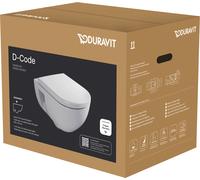 Duravit D-Code Conjunto de inodoro suspendido, cisterna baja, sin borde, incluido asiento de inodoro, blanco brillo intenso, 45140900A1