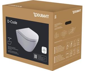 Duravit D-Code conjunto de inodoro suspendido, Durafix, sin borde, incluido asiento de inodoro, blanco brillo intenso, 49030900B2