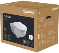 Duravit D-Code conjunto de inodoro, suspendido, sin borde, incluido asiento de inodoro con mecanismo de cierre amortiguado, base de bisagra premontada, 540 mm, blanco alto brillo, 45130900B2