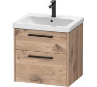 Duravit D-Code conjunto de muebles, lavabo con mueble, 584x460x555mm, DC02920BD550000, Color: Carcasa de roble jaspeado, tirador negro diamante mate
