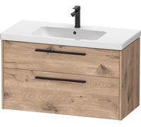 Duravit D-Code conjunto de muebles, lavabo con mueble, 984x460x555mm, DC02940BD550000, Color: Carcasa de roble jaspeado, tirador negro diamante mate
