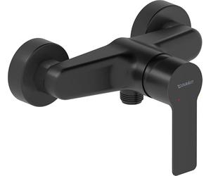 Duravit D-Code - Grifo de ducha para 1 consumidor, grifo de bañera con válvula antirretorno, mezclador monomando de ducha con sistema de mezcla de cerámica, color negro mate