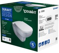 Duravit D-Code inodoro suspendido, lavable, sin borde, 355x545mm, blanco brillo intenso, incl. asiento inodoro, SoftClose, 2515090000, 45700900A1
