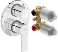 Duravit D-Code Juego monomando empotrado, 2 consumidores, DC5210008010, Color: Cromo alto brillo