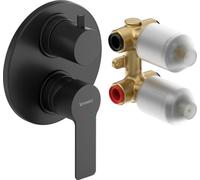 Duravit D-Code Juego monomando empotrado, 2 consumidores, DC5210008046, Color: Negro Mate