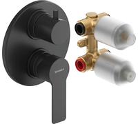 Duravit D-Code Juego monomando empotrado, 2 consumidores, DC5210008046, Color: Negro Mate